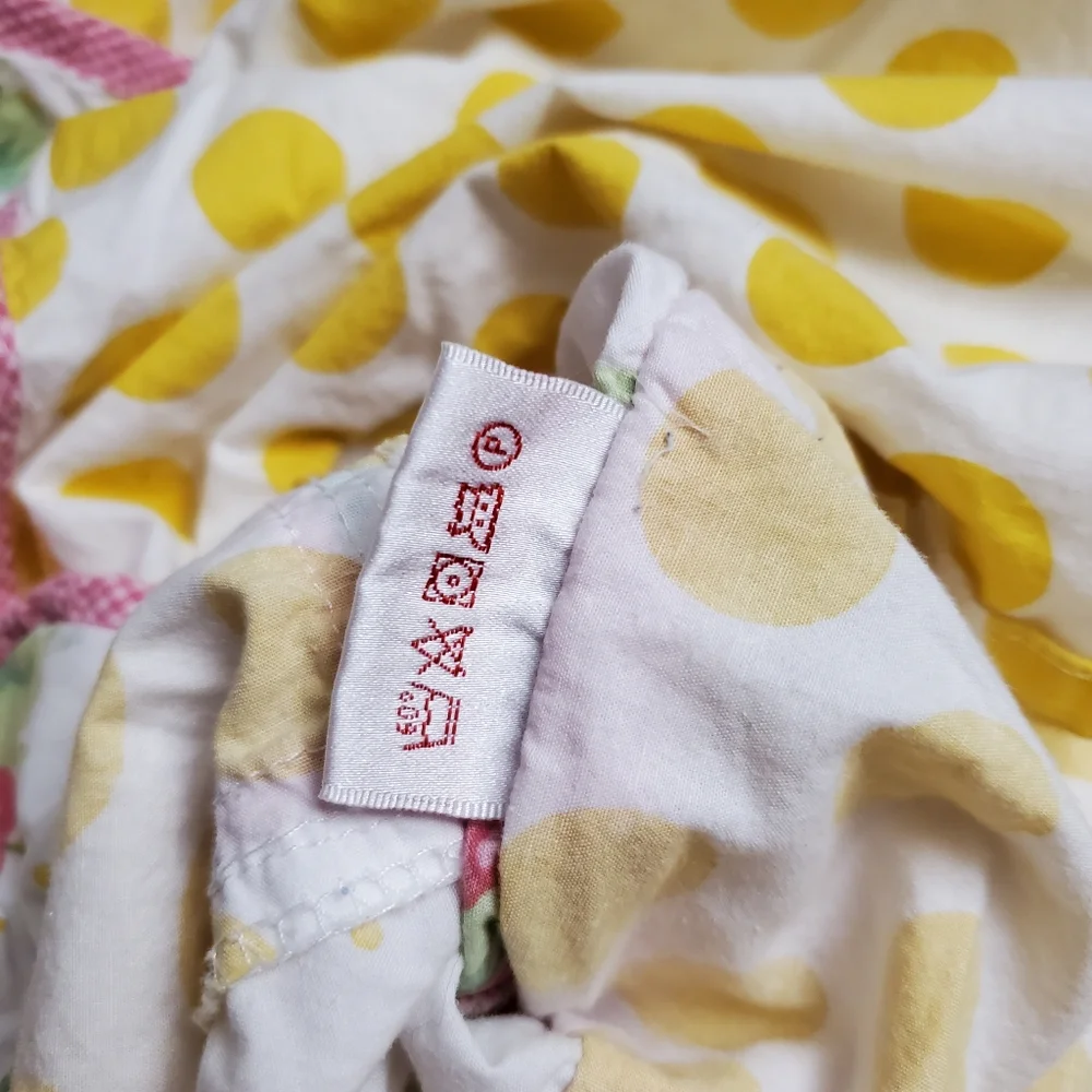 Rare Room Seven 2 Piece Sham Set Floral Print With Yellow Polka Dot's Boho Chic